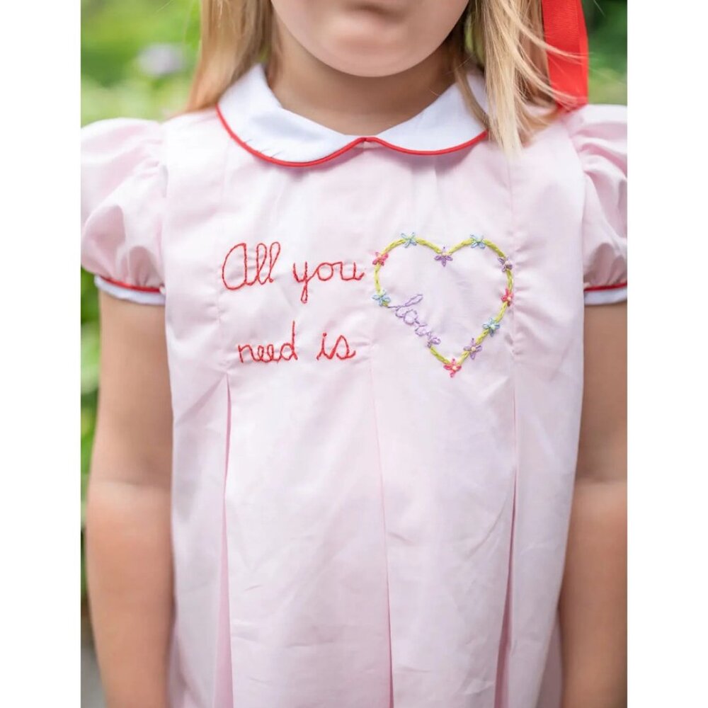 NWT Grace & James Girls Size 2T Pink Pleated Dress All You Need is Love